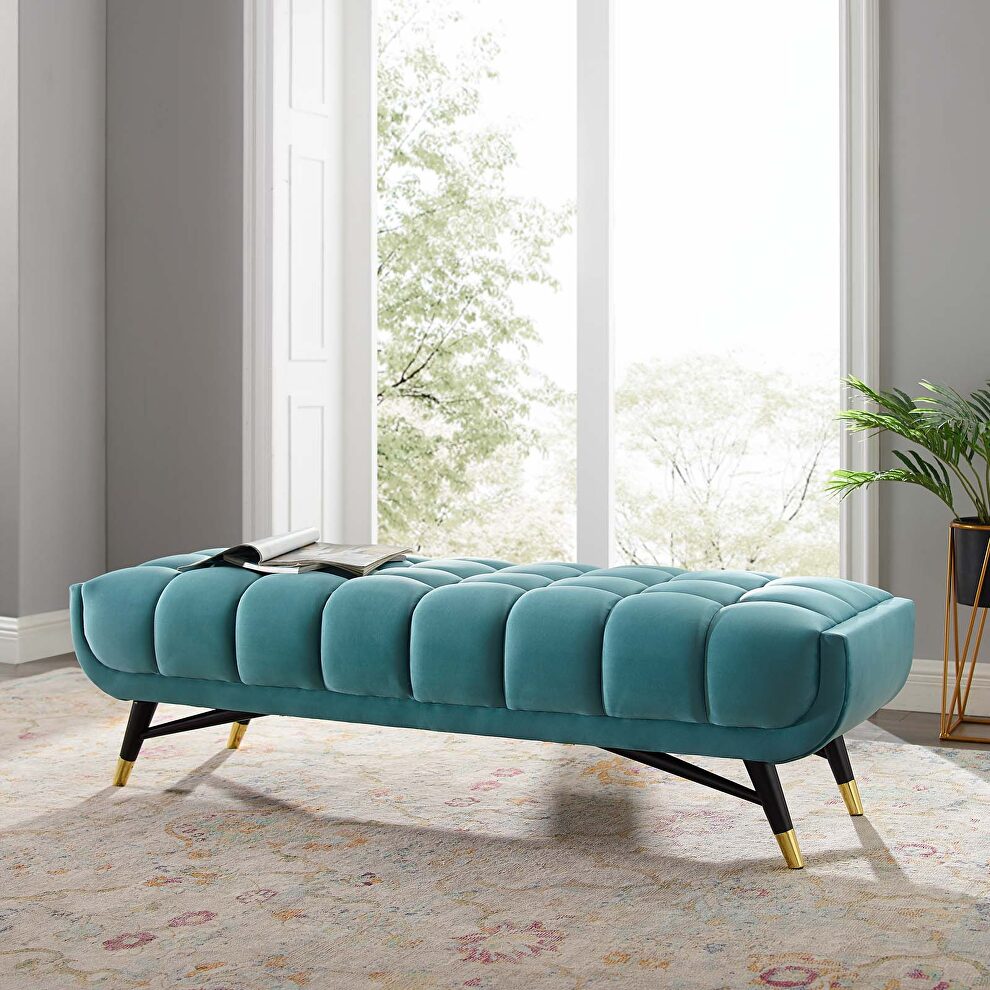 Performance velvet bench in sea blue by Modway