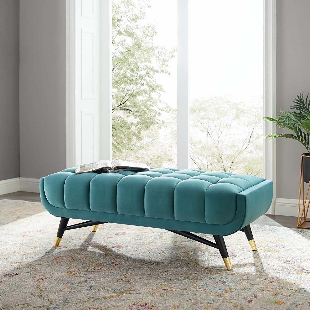 47.5 performance velvet bench in sea blue by Modway