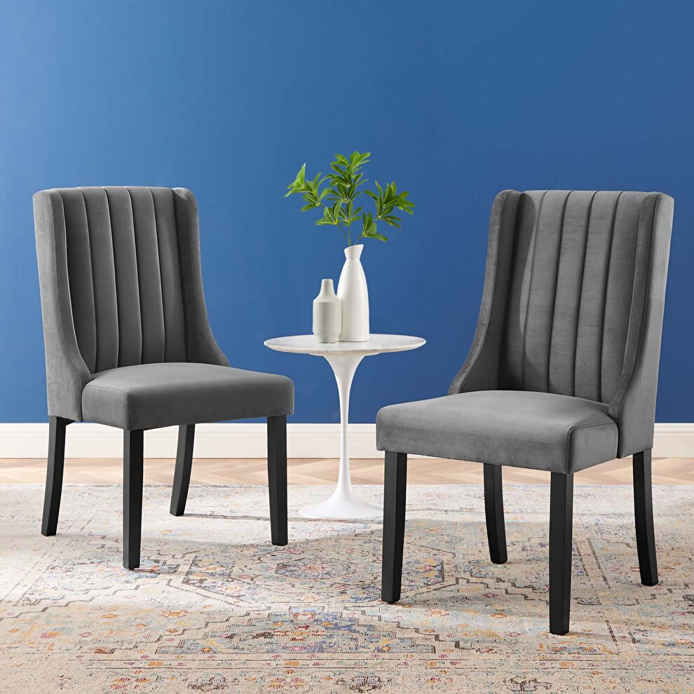 Parsons performance velvet dining side chairs - set of 2 in gray by Modway