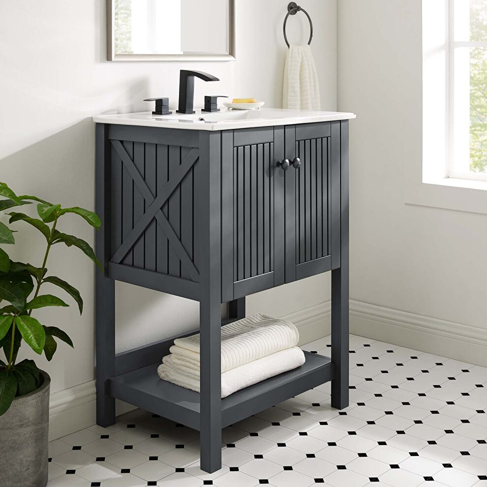 Bathroom vanity in gray white by Modway
