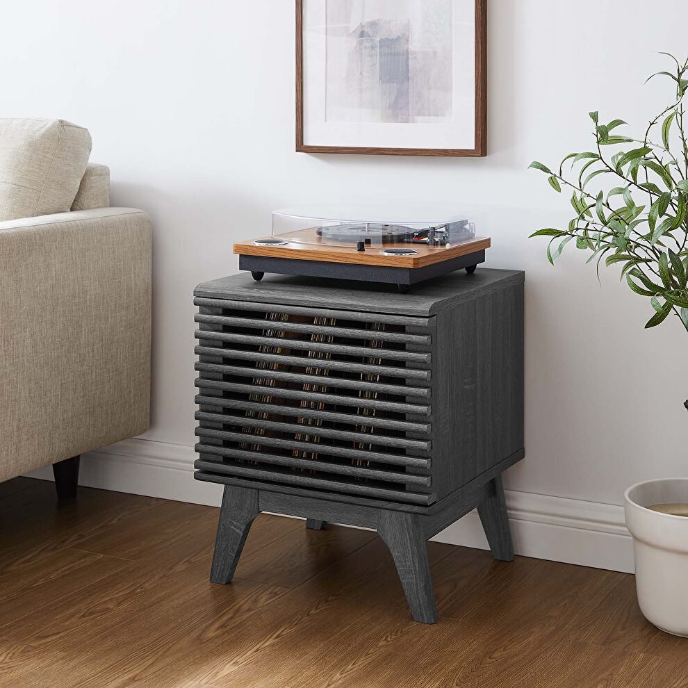 Vinyl record display stand in charcoal by Modway