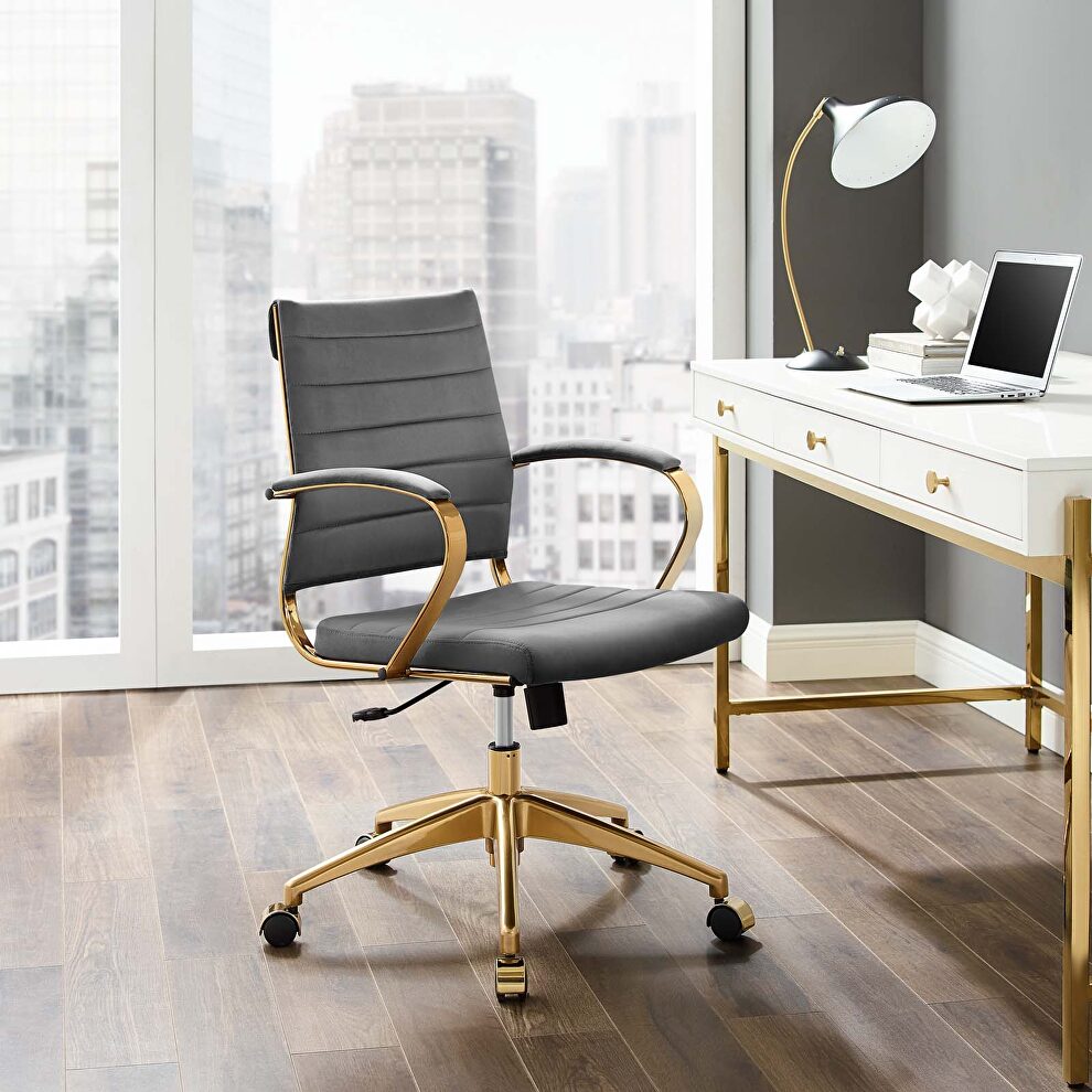 Mid back performance velvet office chair in gray by Modway
