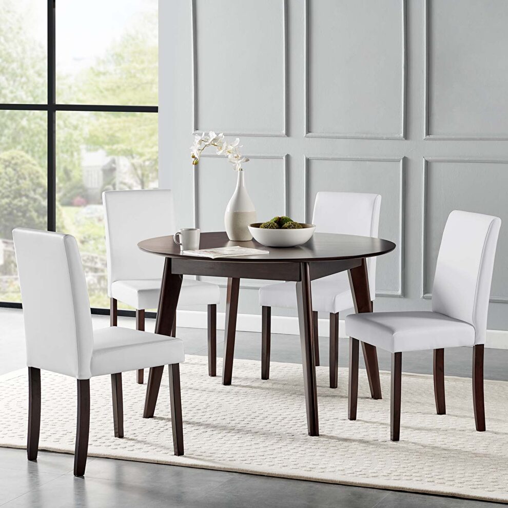5 piece faux leather dining set in cappuccino white by Modway
