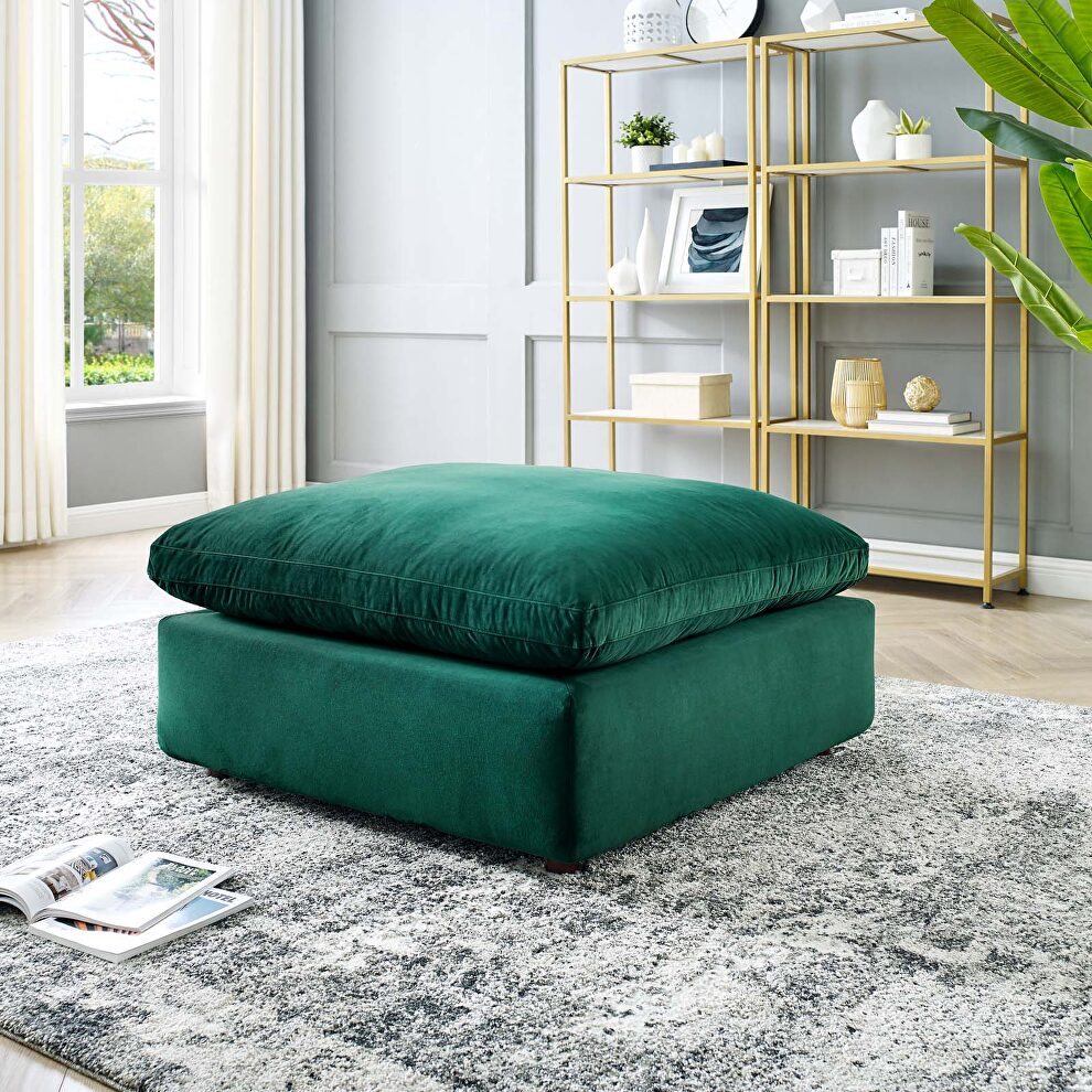 Down filled overstuffed performance velvet ottoman in green by Modway