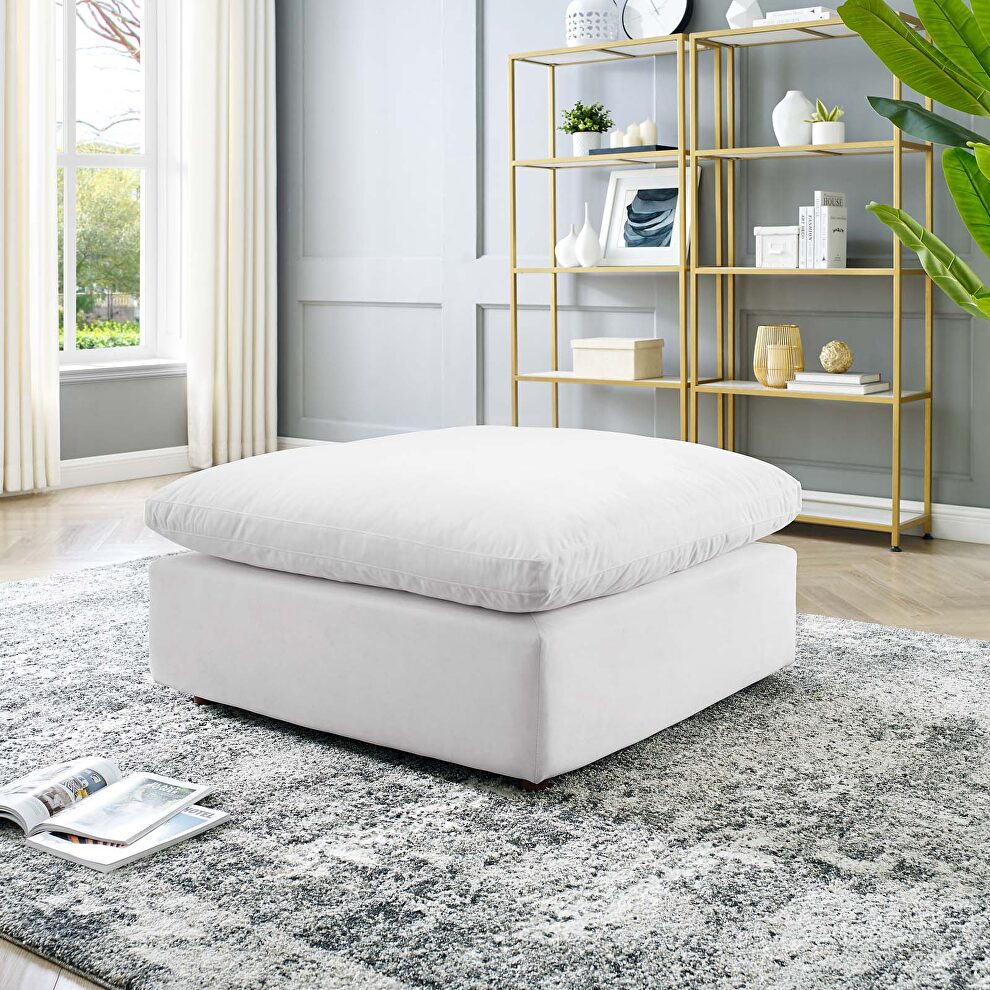 Down filled overstuffed performance velvet ottoman in white by Modway