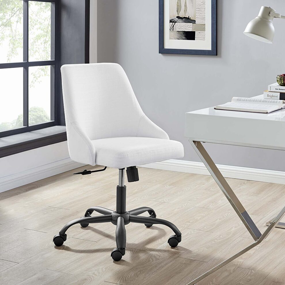 Swivel upholstered office chair in black white by Modway