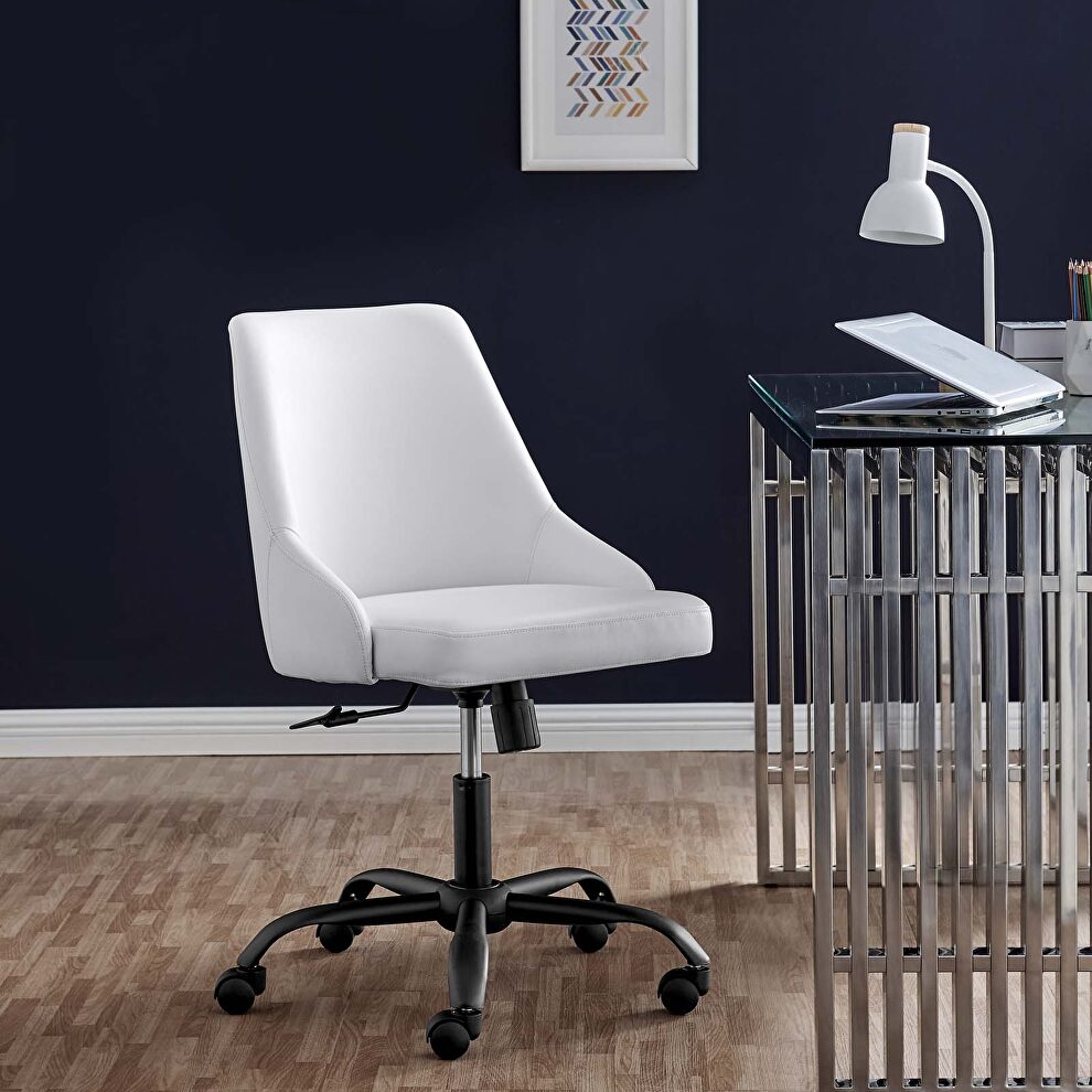 Swivel vegan leather office chair in black white by Modway