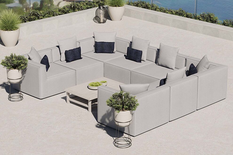 Gray finish outdoor patio upholstered 8-piece sectional sofa by Modway