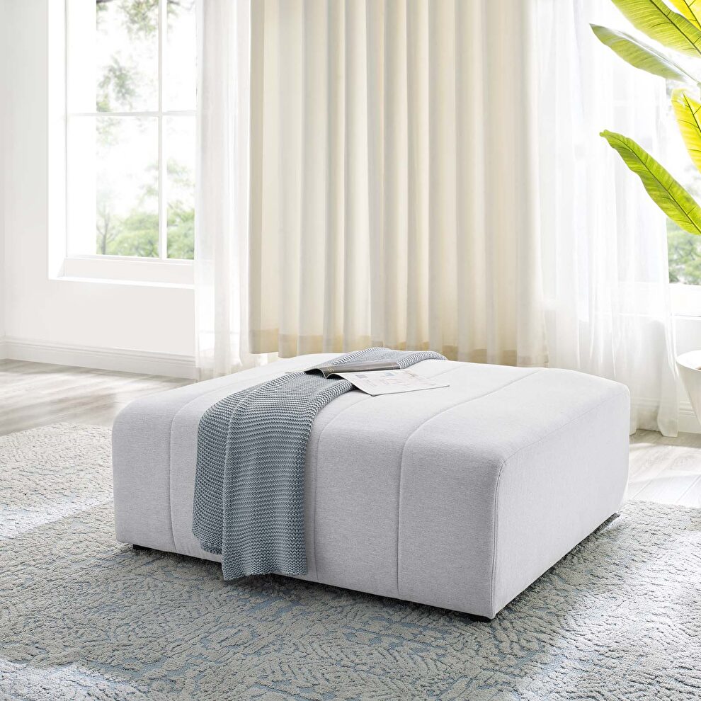 Upholstered fabric ottoman in ivory by Modway