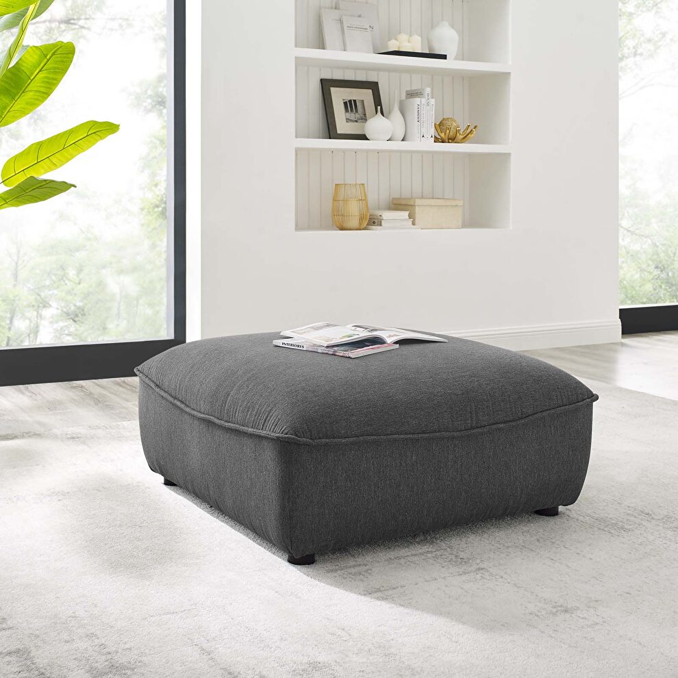 Charcoal finish soft polyester upholstery ottoman by Modway