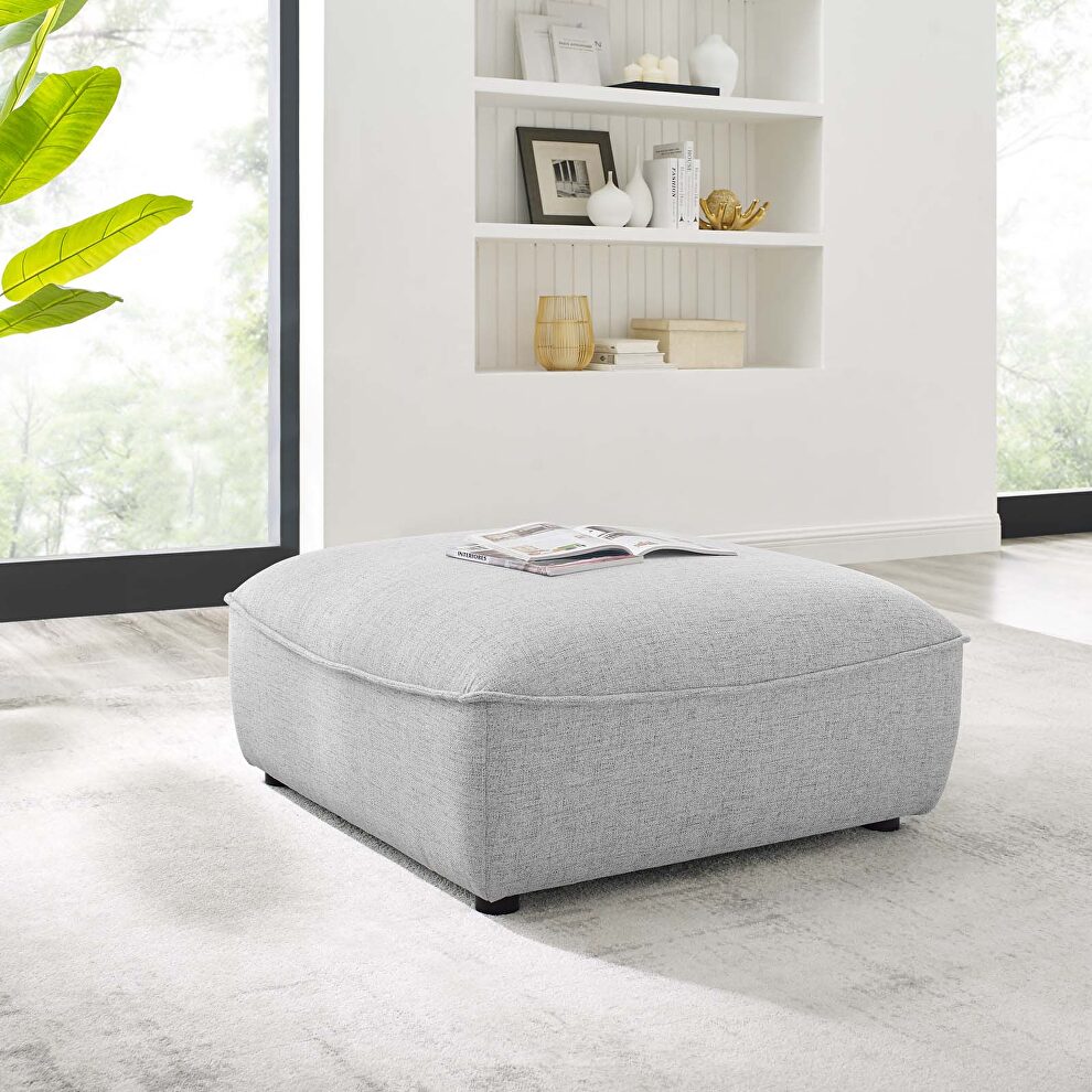 Light gray finish soft polyester upholstery ottoman by Modway