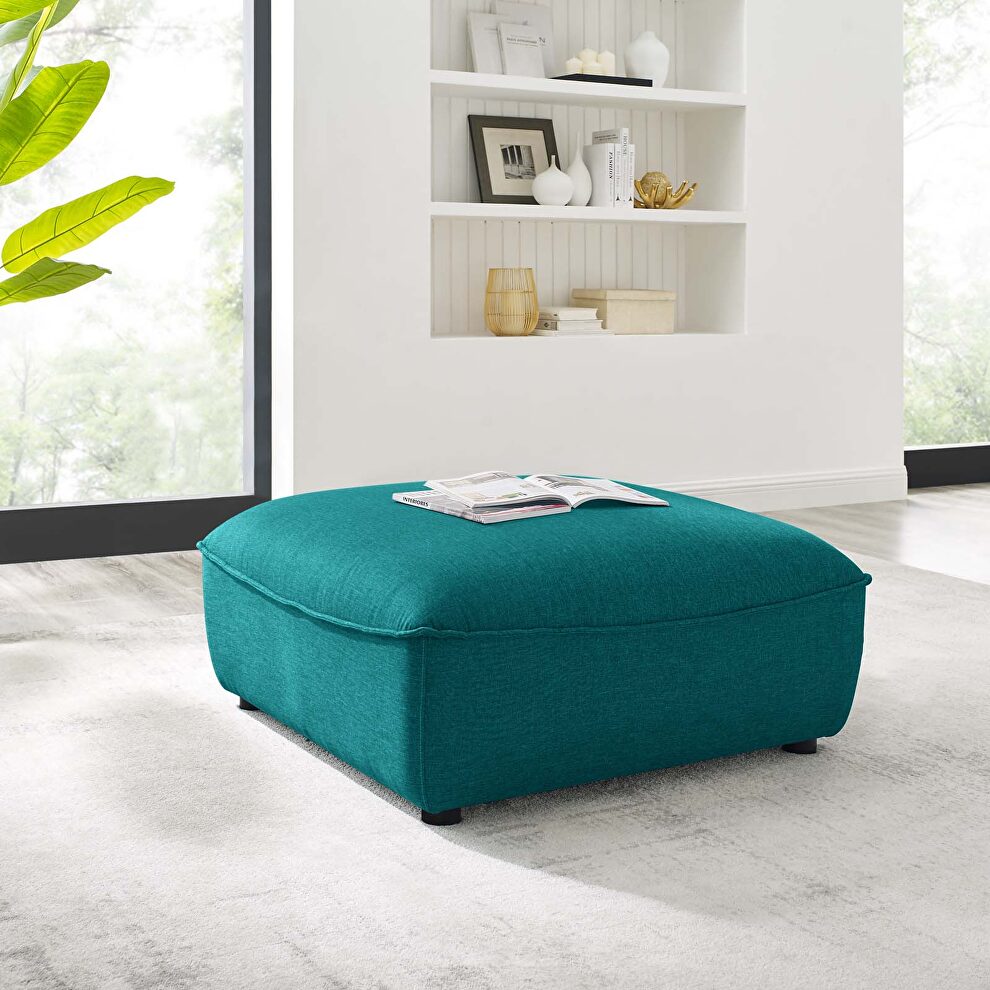 Teal finish soft polyester upholstery ottoman by Modway