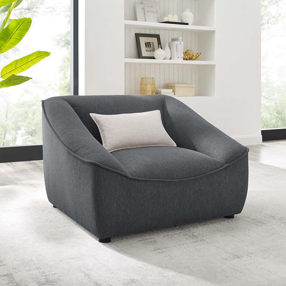 Charcoal finish soft polyester fabric upholstery chair by Modway