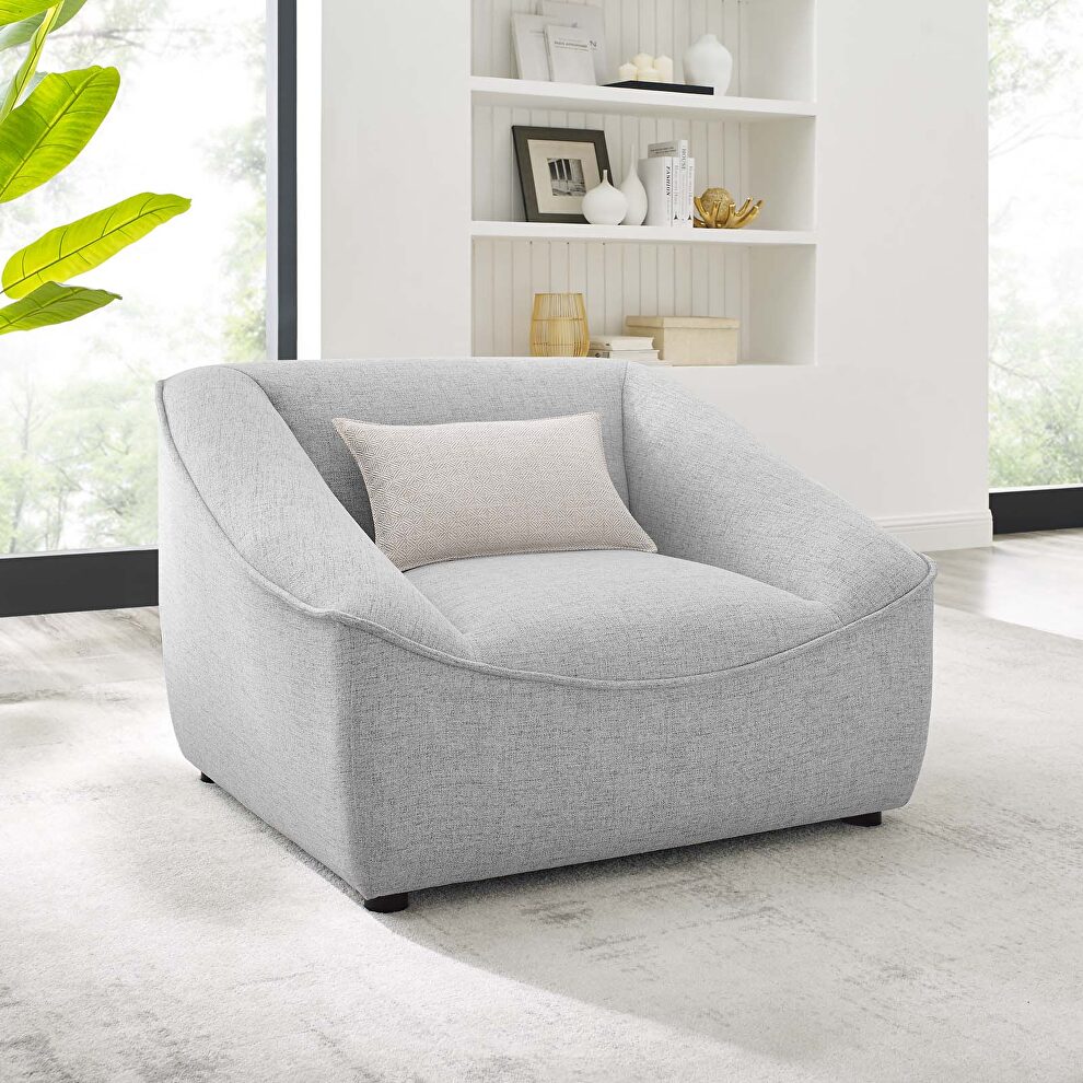 Light gray finish soft polyester fabric upholstery chair by Modway