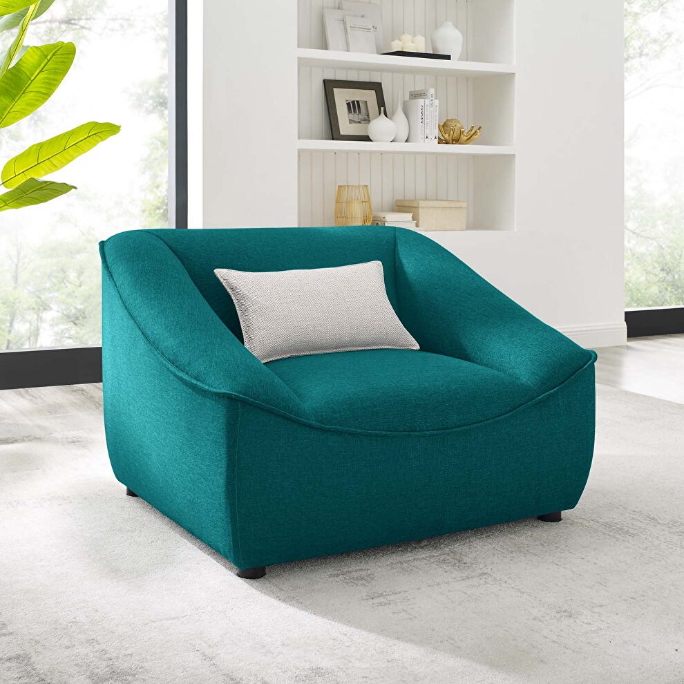 Teal finish soft polyester fabric upholstery chair by Modway