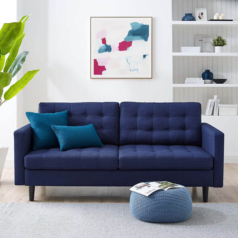 Tufted fabric sofa in royal blue by Modway