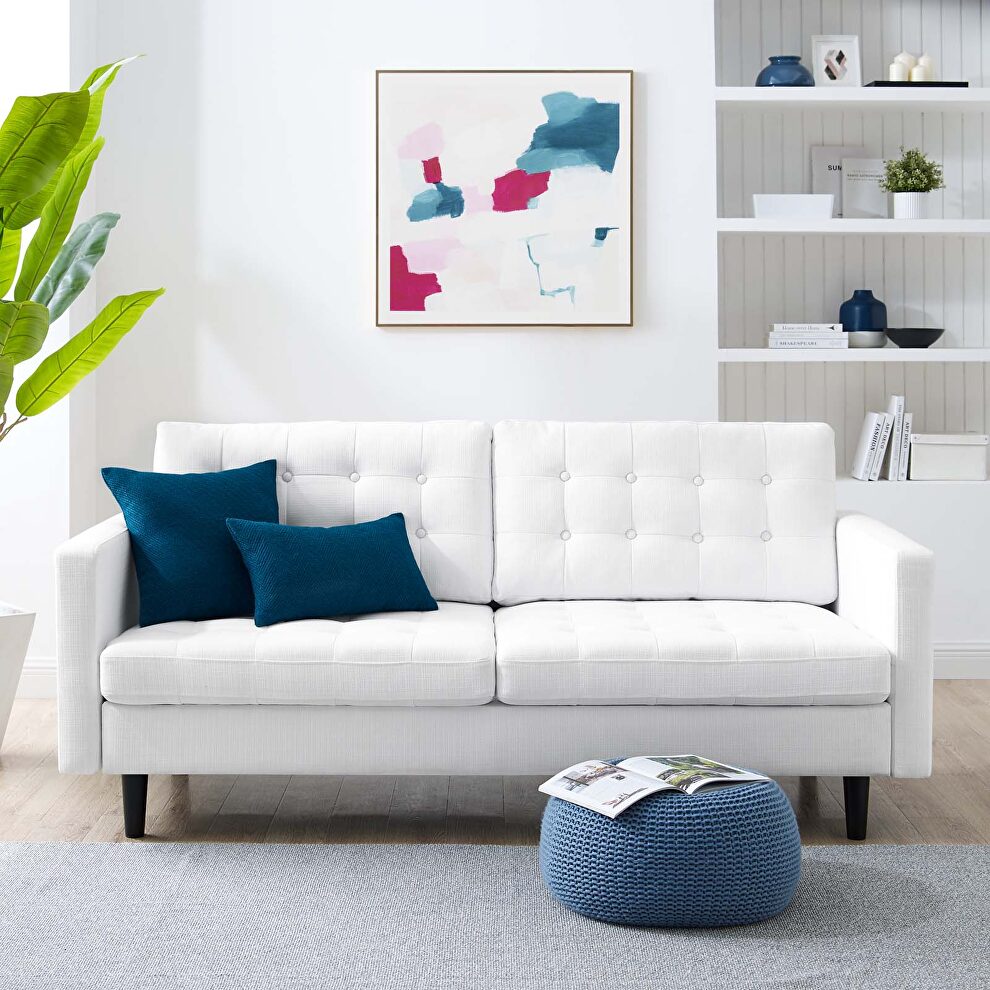 Tufted fabric sofa in white by Modway