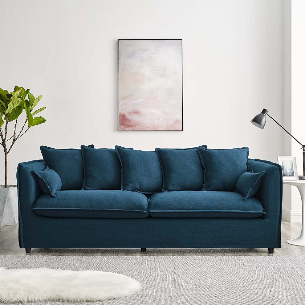 Slipcover fabric sofa in azure by Modway
