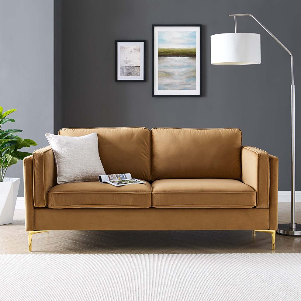 Performance velvet sofa in cognac by Modway