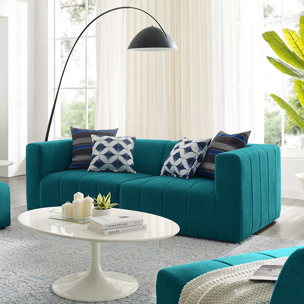 Teal finish upholstered fabric 2-piece loveseat by Modway