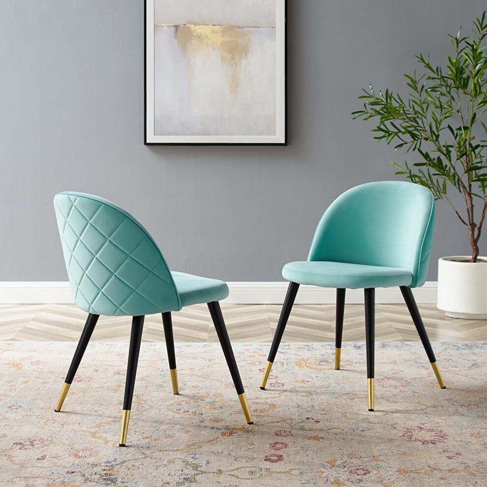 Performance velvet dining chairs - set of 2 in mint by Modway