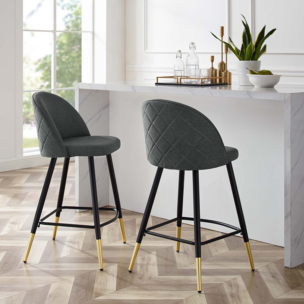 Fabric counter stools - set of 2 in gray by Modway