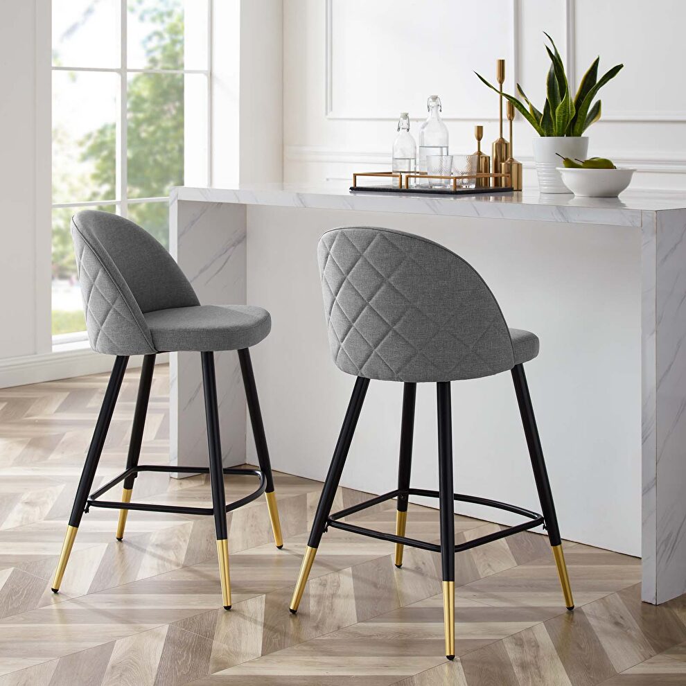 Fabric counter stools - set of 2 in light gray by Modway