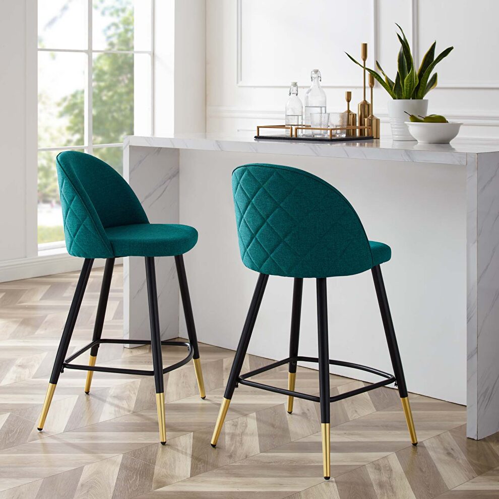 Fabric counter stools - set of 2 in teal by Modway
