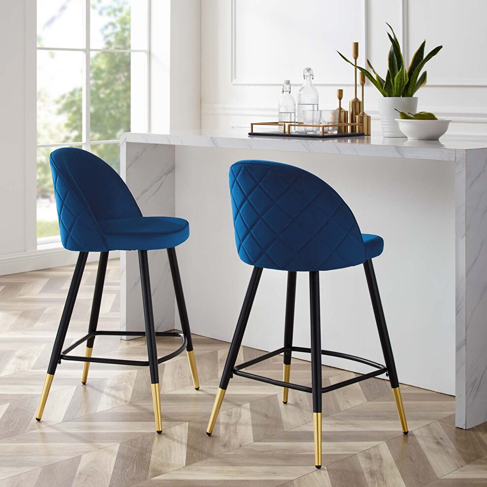 Performance velvet counter stools - set of 2 in navy by Modway