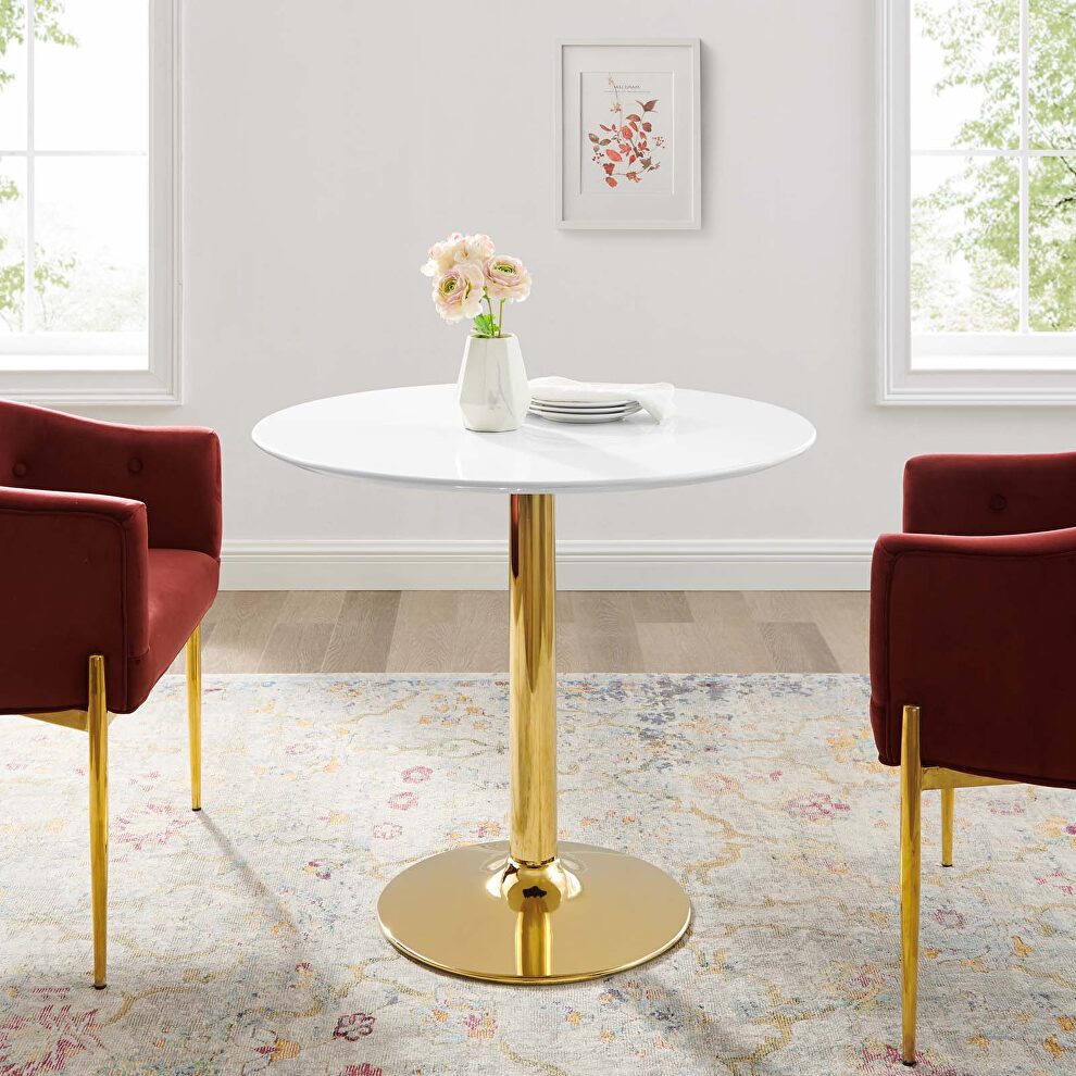 Dining table in gold white by Modway