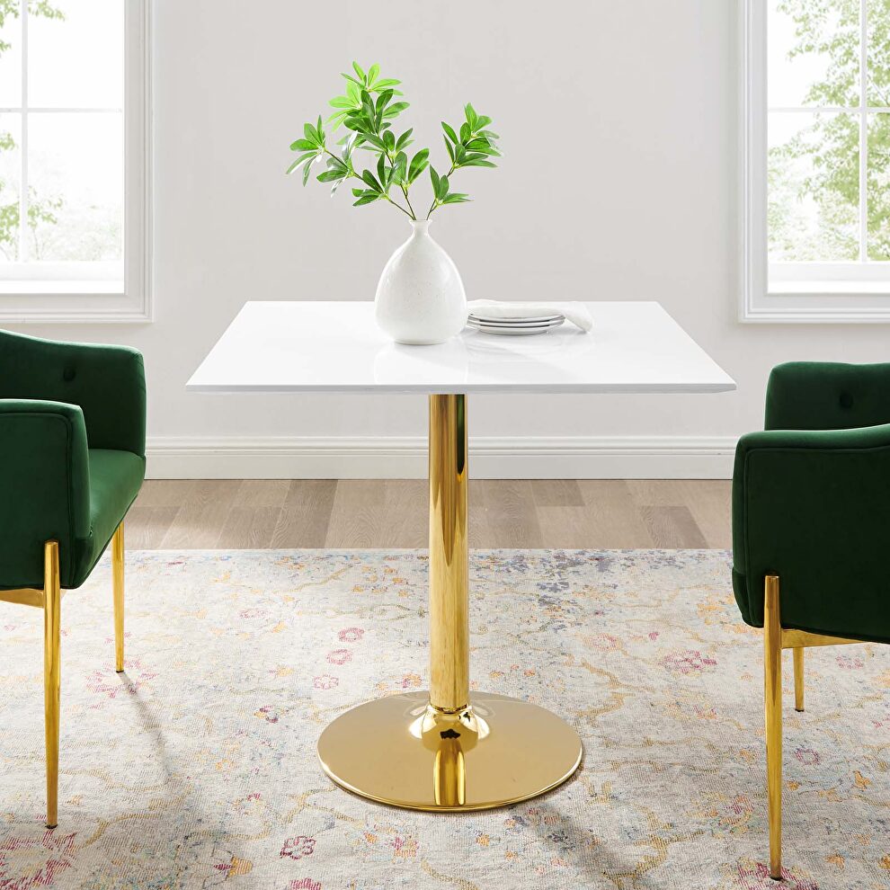 Square dining table in gold white by Modway