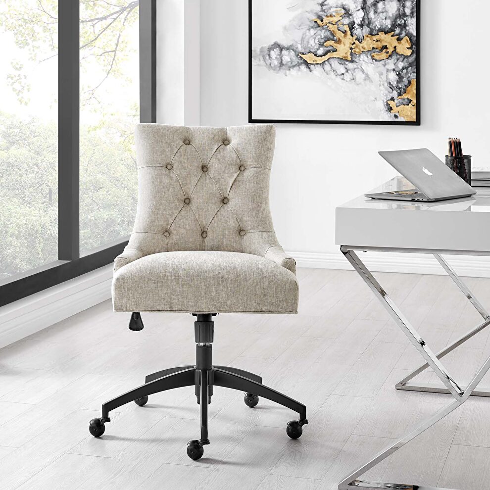 Tufted fabric office chair in black/ beige by Modway