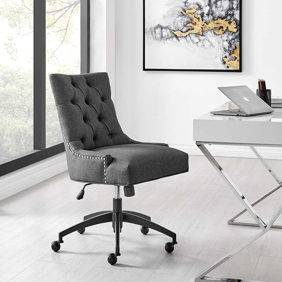 Tufted fabric office chair in black/ gray by Modway