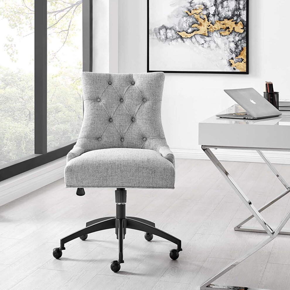 Tufted fabric office chair in black/ light gray by Modway