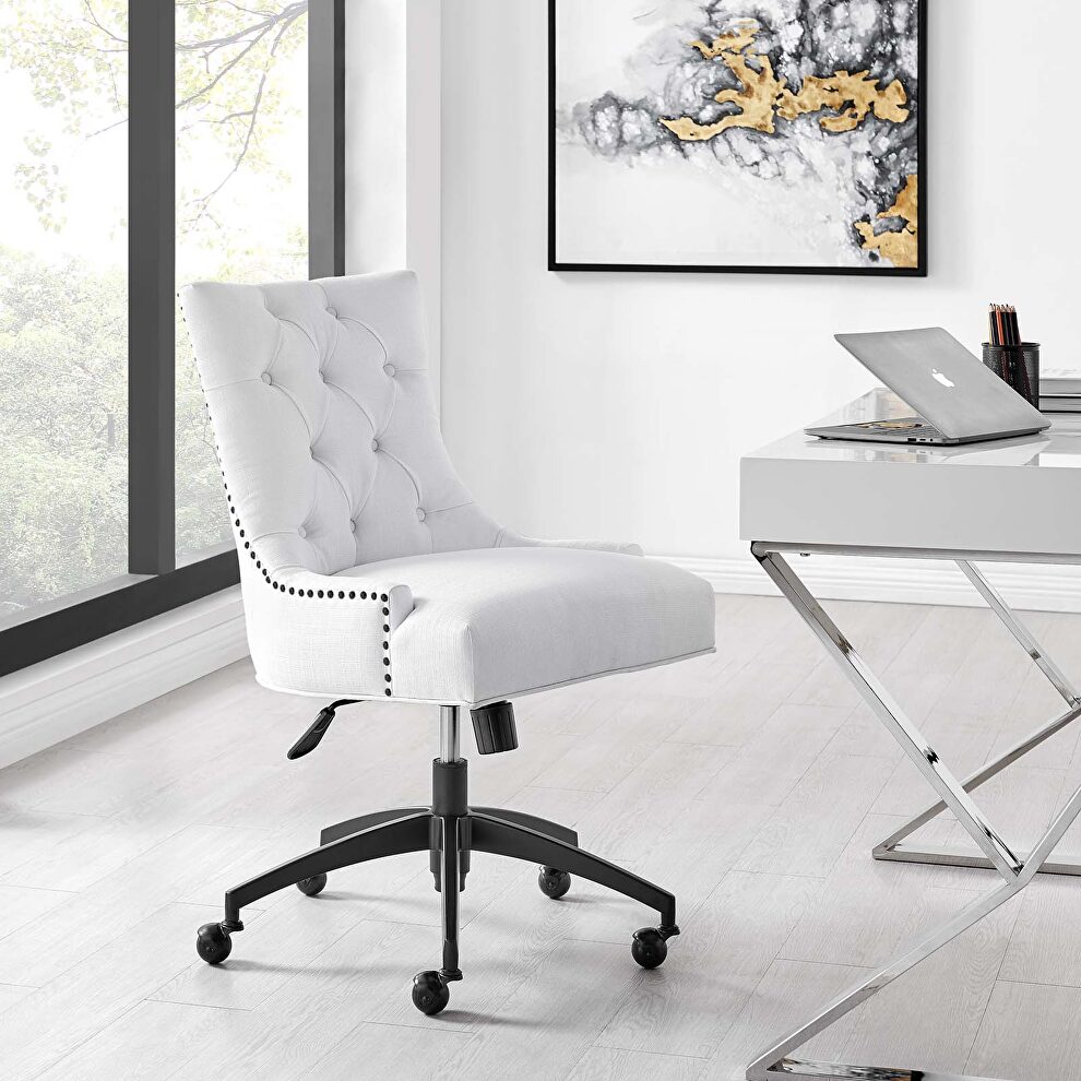 Tufted fabric office chair in black/ white by Modway