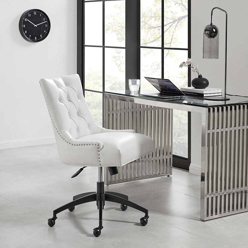 Tufted vegan leather office chair in black/ white by Modway