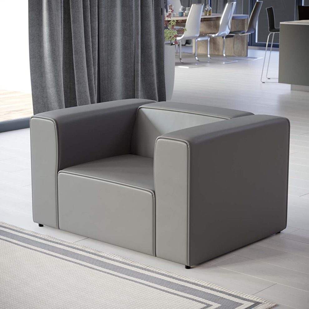 Vegan leather armchair in gray by Modway