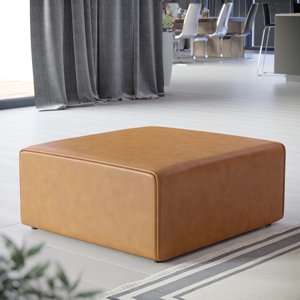 Vegan leather ottoman in tan by Modway