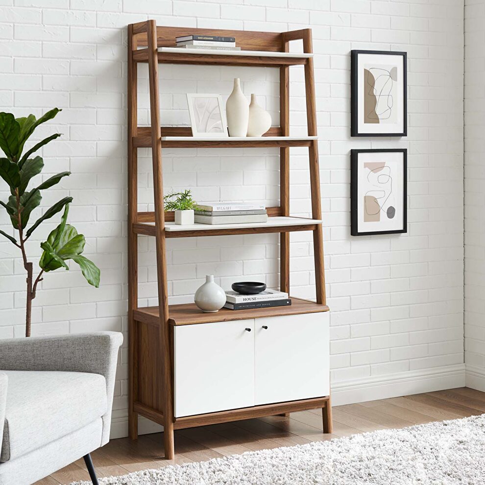 Bookshelf in walnut white by Modway