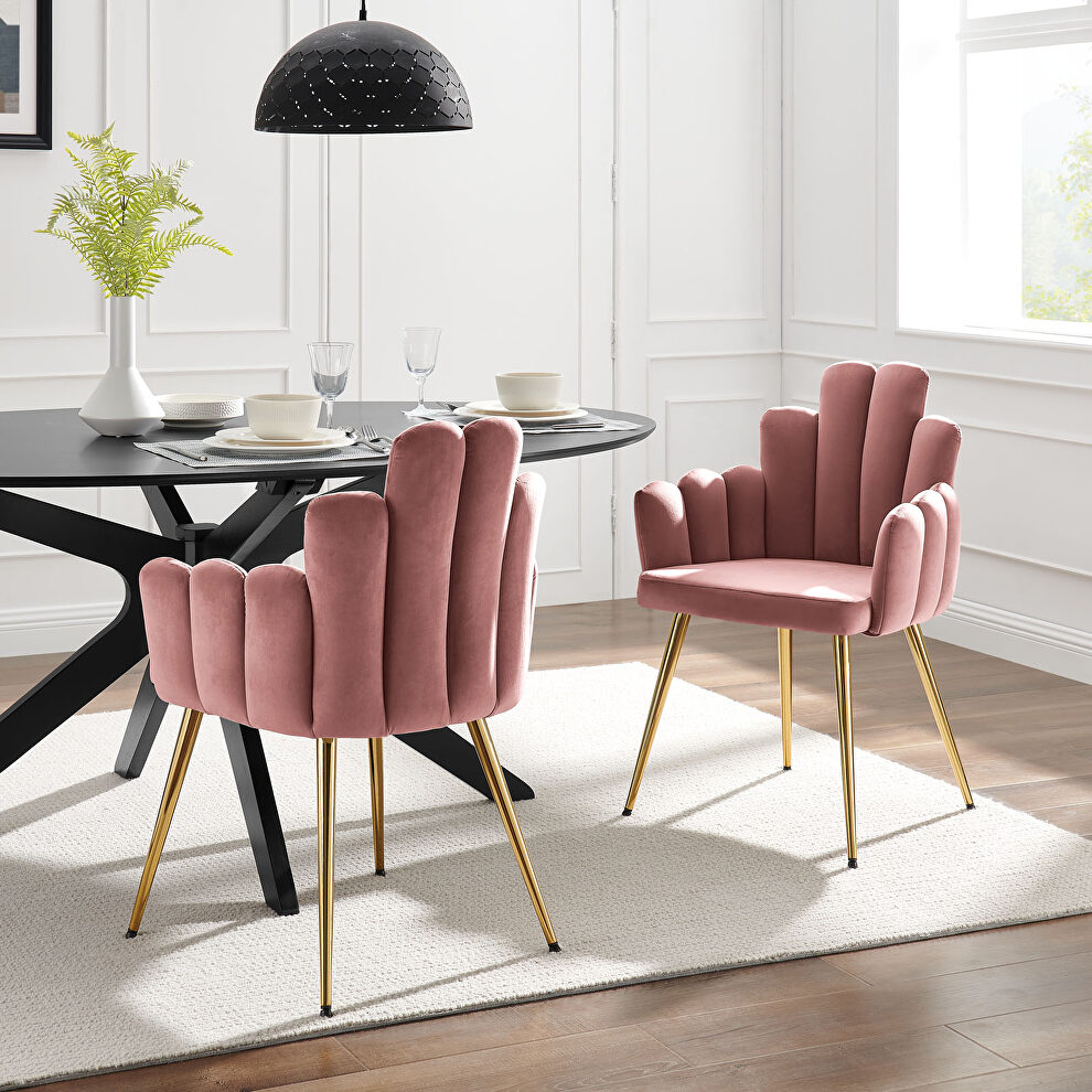 Performance velvet dining chair in gold/ dusty rose finish (set of 2) by Modway