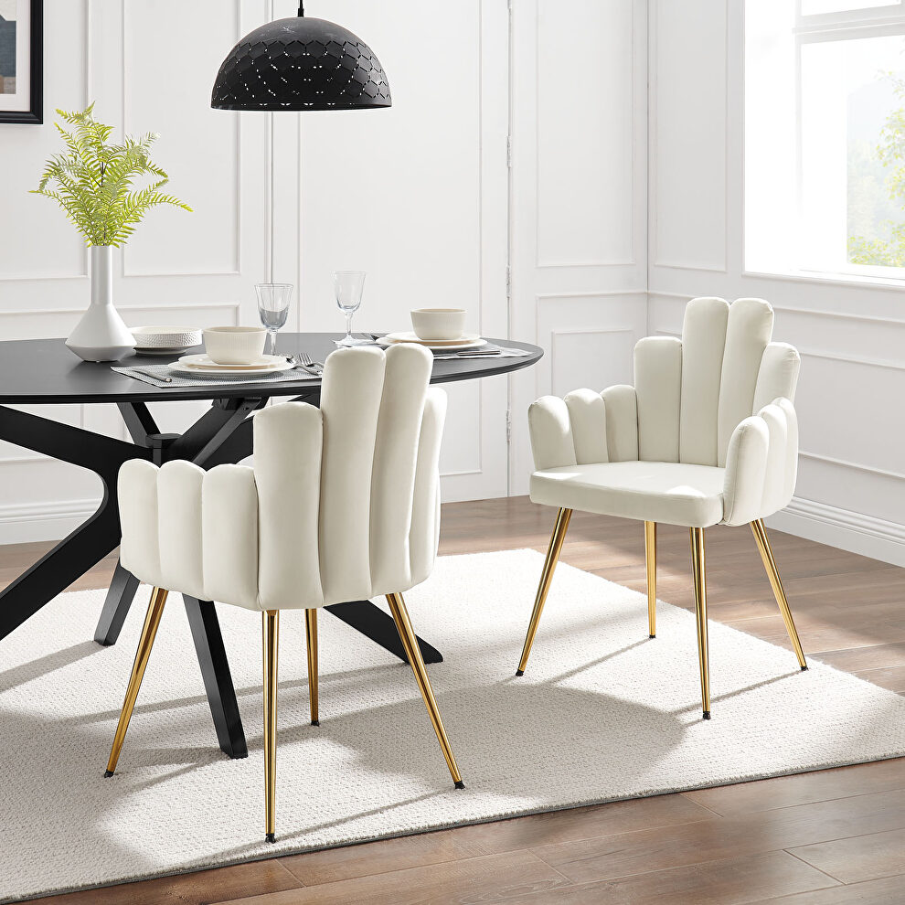 Performance velvet dining chair in gold/ white finish (set of 2) by Modway