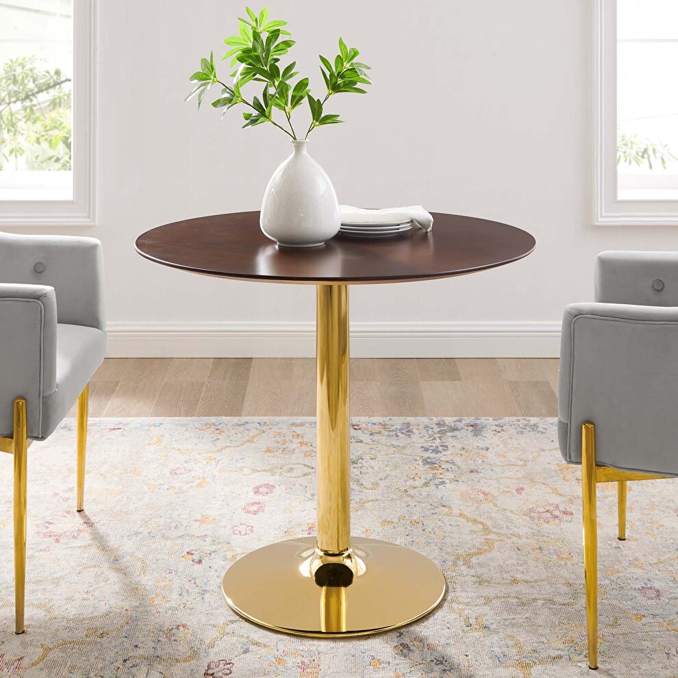 Dining table in gold cherry walnut by Modway