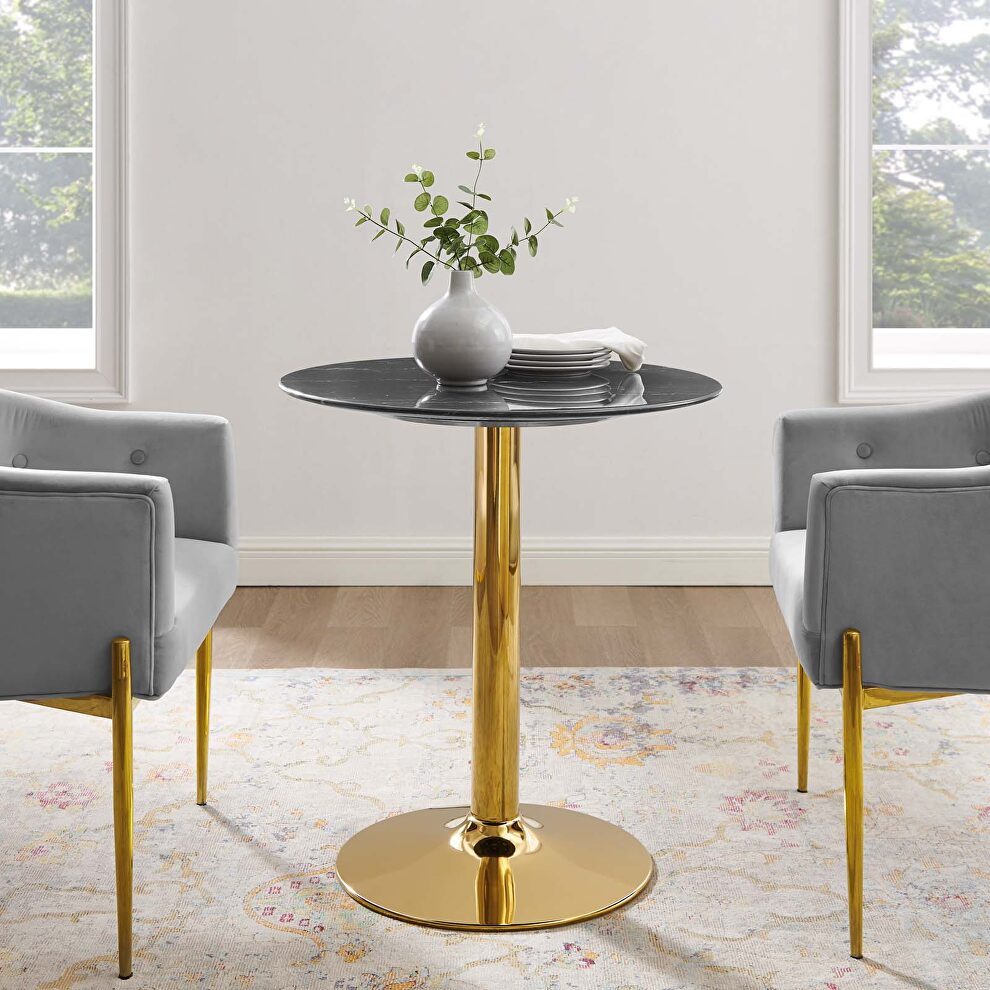 Artificial marble dining table in gold black by Modway