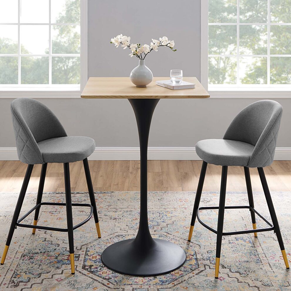 Square wood bar table in black natural by Modway