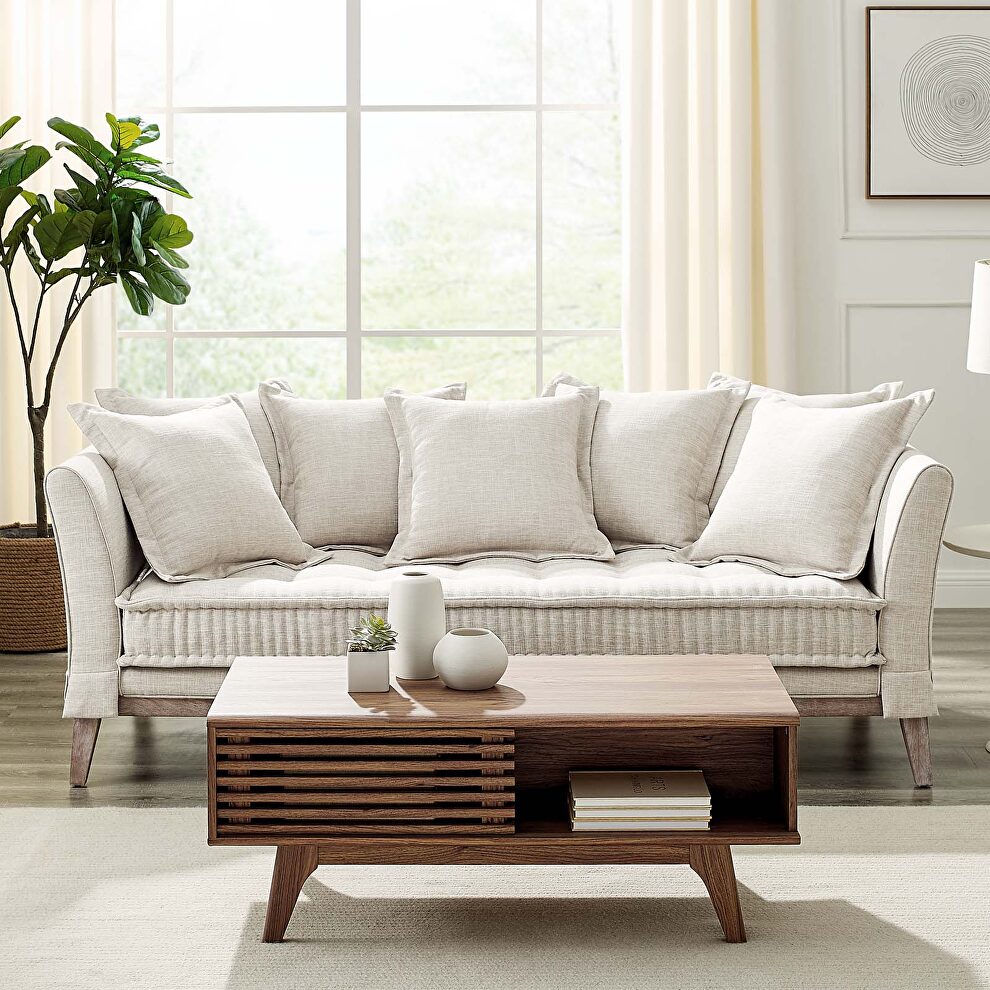 Fabric sofa in beige by Modway