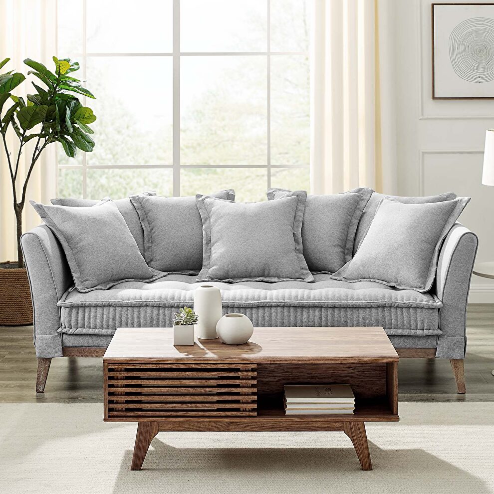 Fabric sofa in light gray by Modway