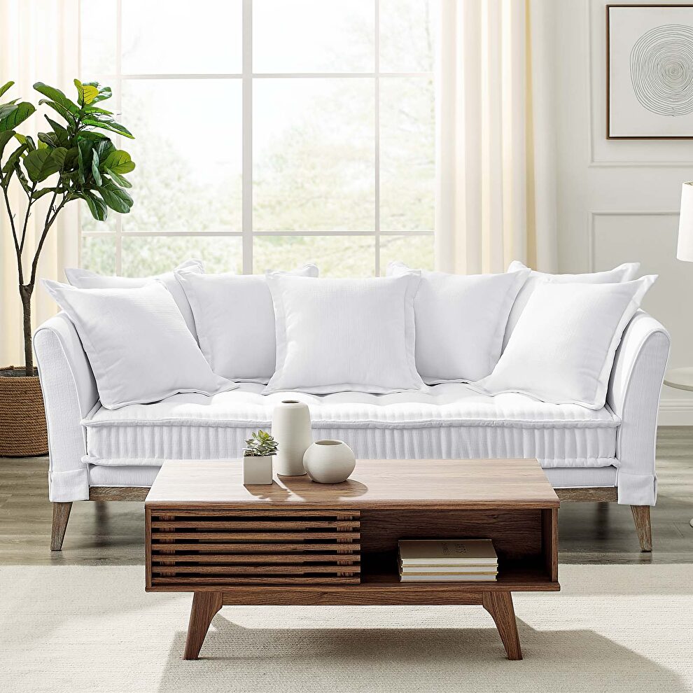 Fabric sofa in white by Modway