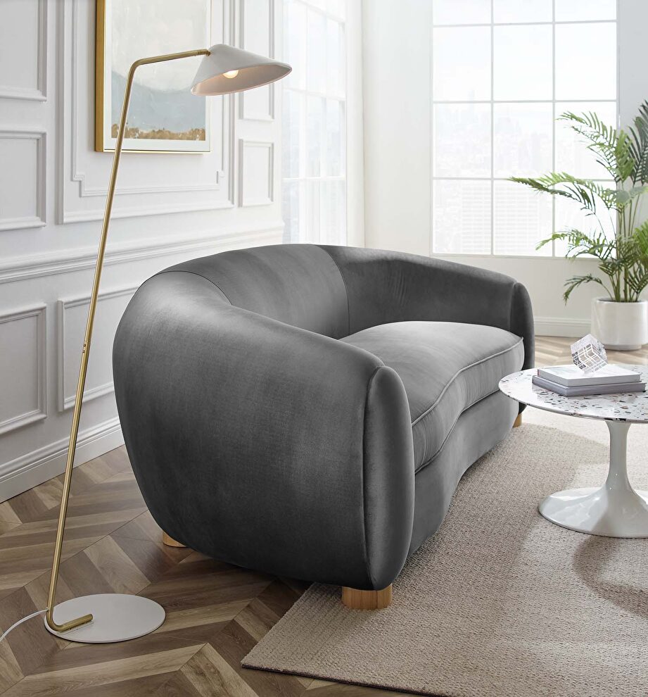 Charcoal velvet sofa - sleek comfort by Modway