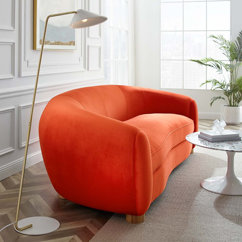 Performance velvet sofa in orange by Modway