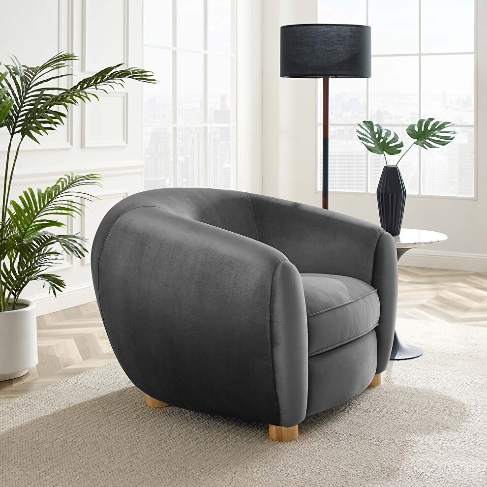 Performance velvet armchair in charcoal by Modway